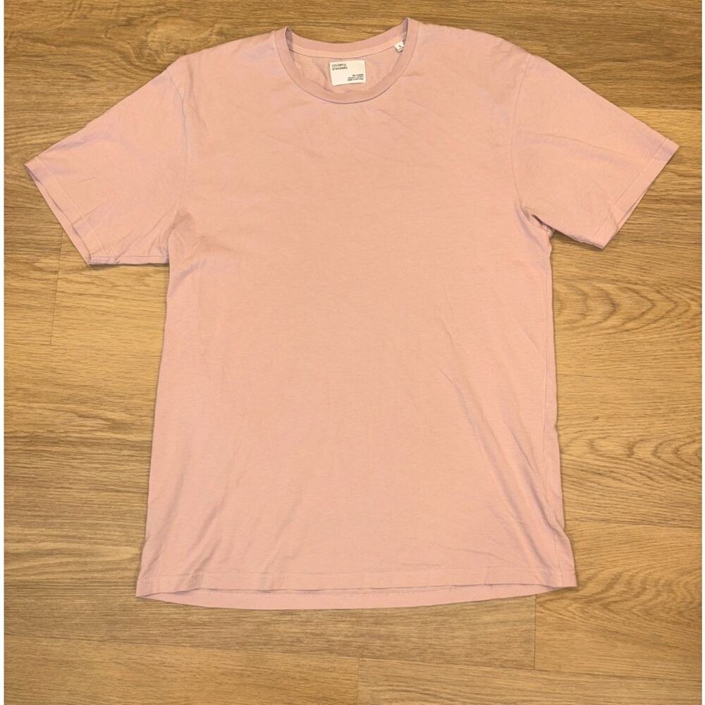 Colorful Standard organic cotton faded light pink tee shirt mens size large